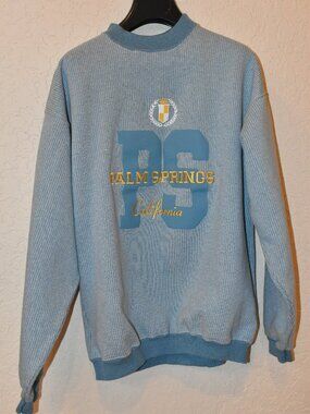 NWOT Vintage Unisex Palm Springs California Sweatshirt Light Blue -Size L